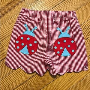 Red Gingham Ladybug Shorts